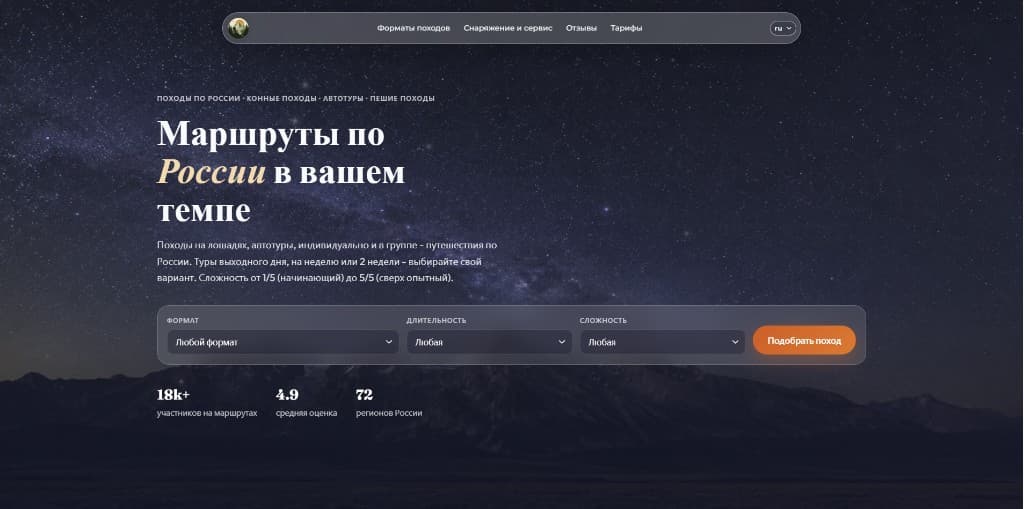Сайт для путешествий